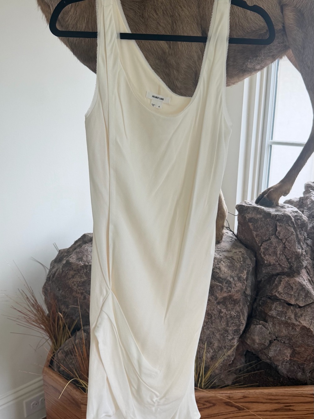 nwot Helmet Lang Cream Chiffon Dress